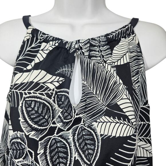 Maxine of Hollywood One Piece Blouson Swimsuit w/ Keyhole Black White Size 16 - Picture 2 of 10